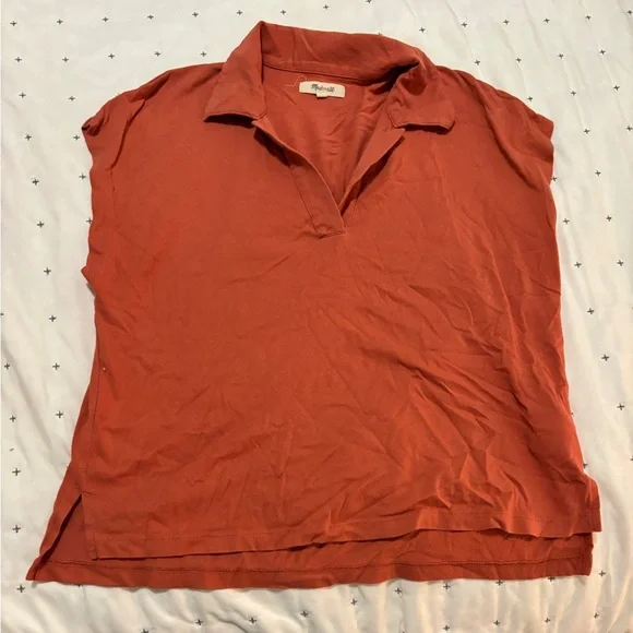 Madewell Red Button Down Shirt - Picture 1 of 2